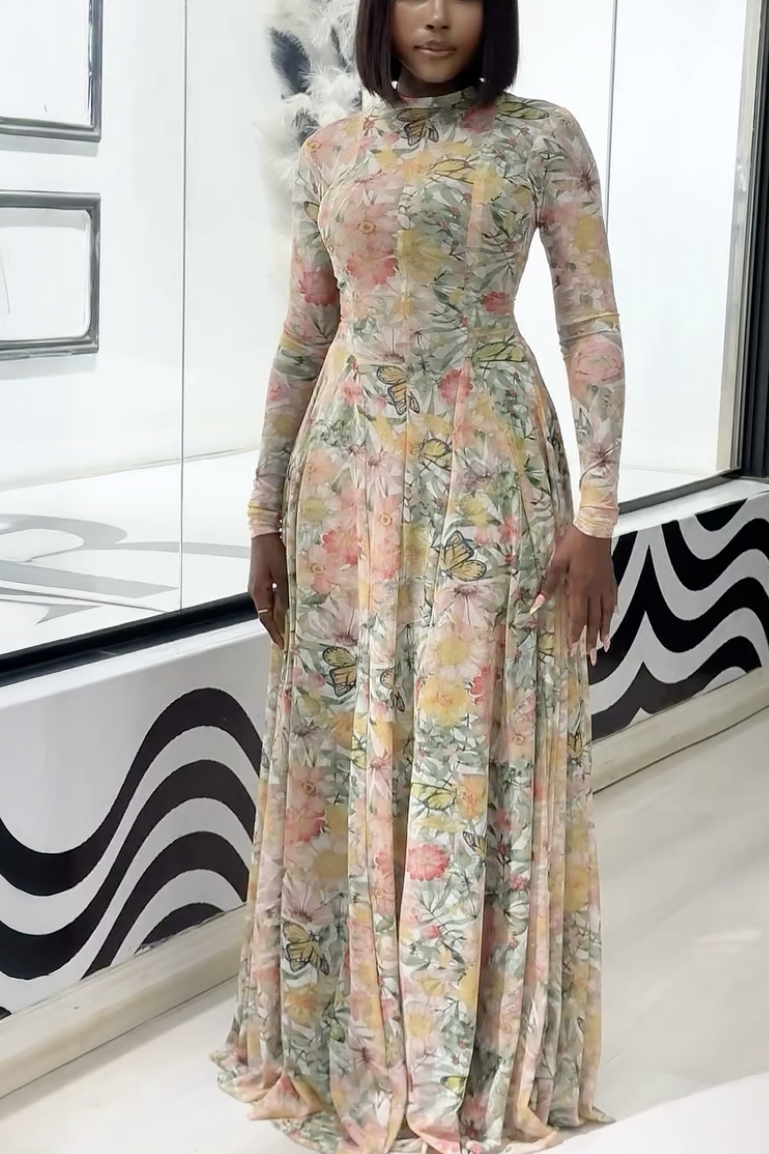 Verve Floral Butterfly Bloom Maxi Dress