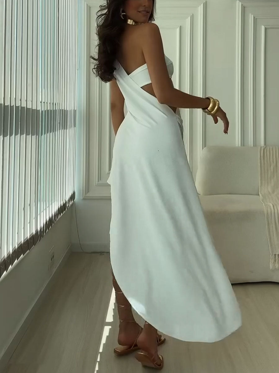 Irregular sexy slit dress