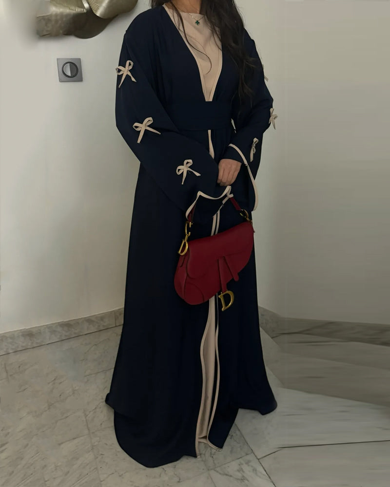 Elegant Bow Cardigan & Dress Two-Piece Set