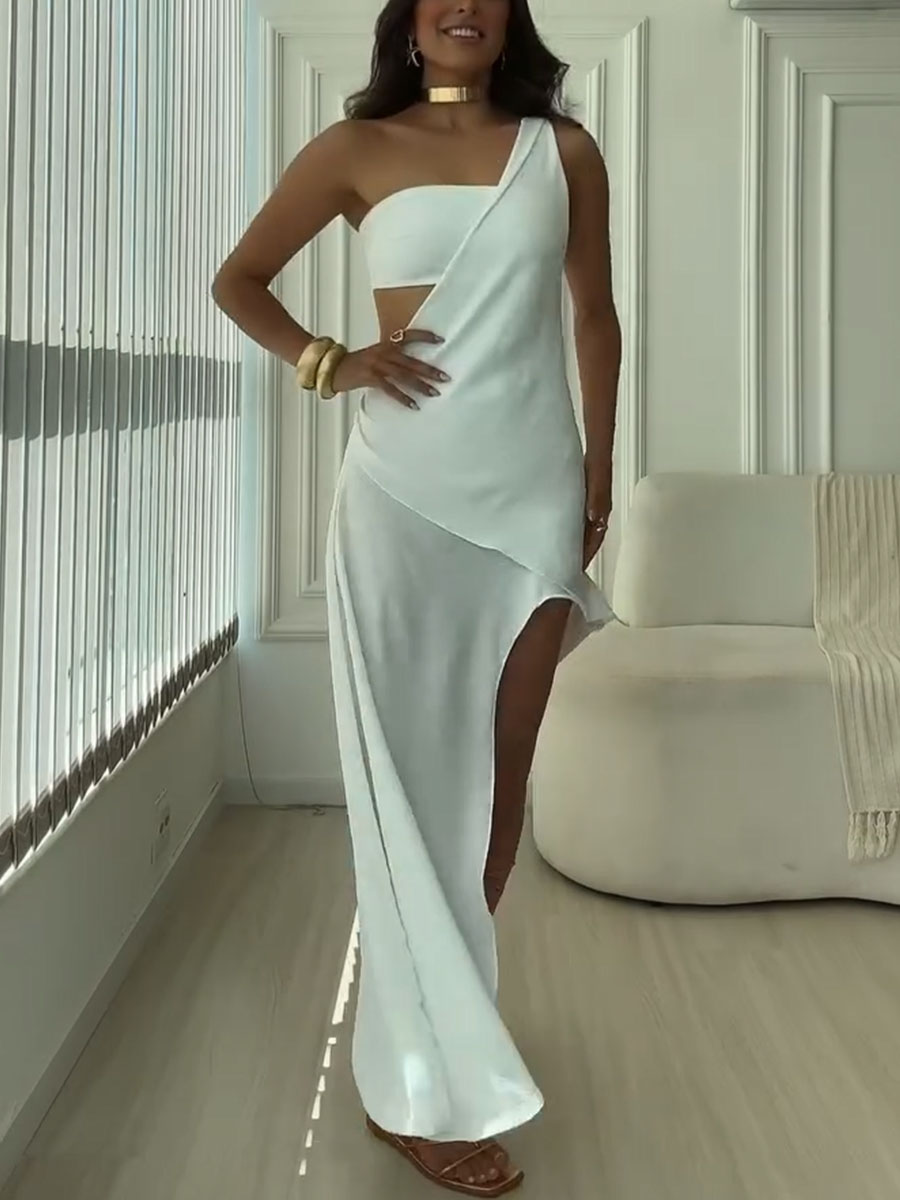 Irregular sexy slit dress