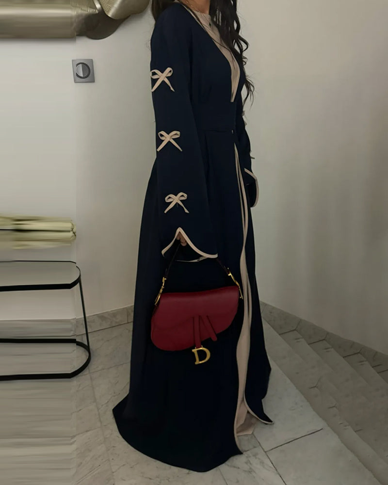 Elegant Bow Cardigan & Dress Two-Piece Set