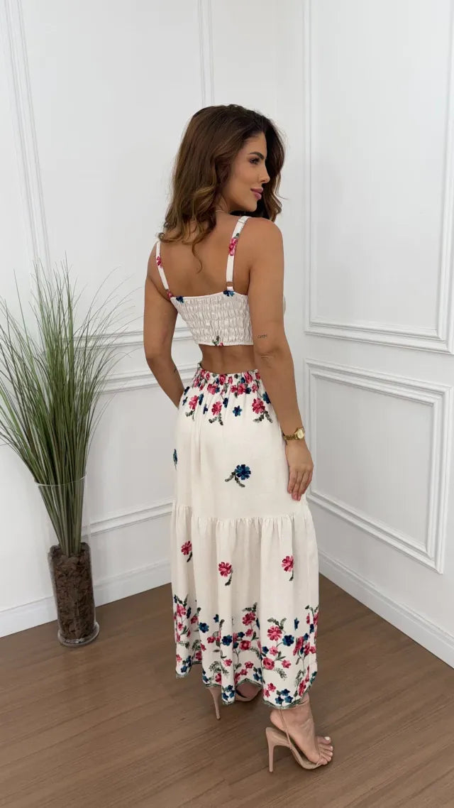 Floral Embroidered Two-Piece Set