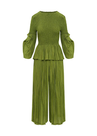 Emerald Harmony Pleated Set