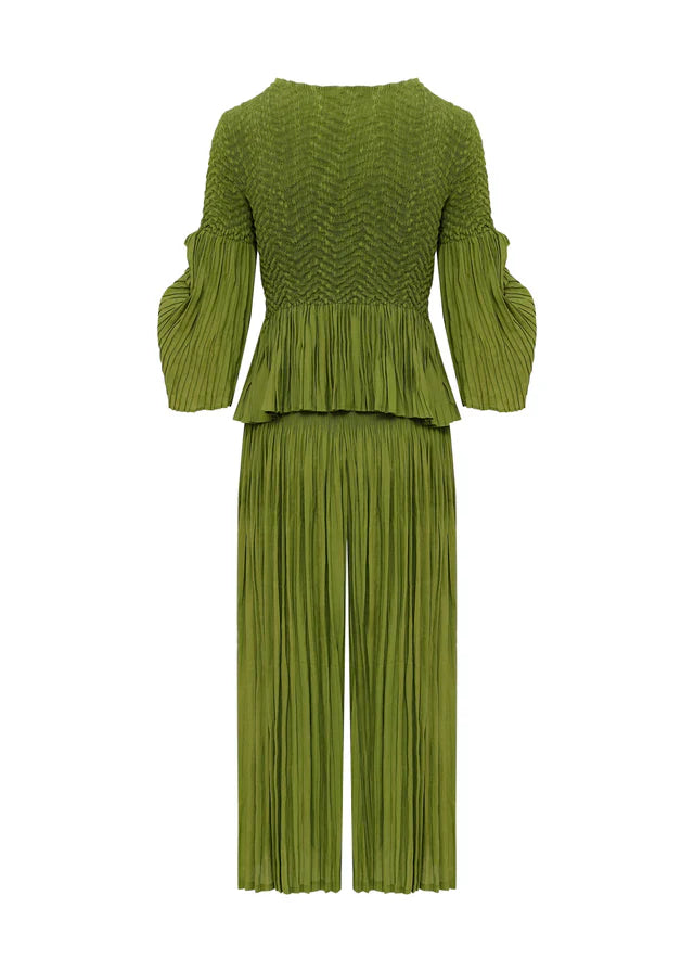Emerald Harmony Pleated Set