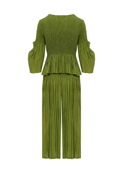 Emerald Harmony Pleated Set