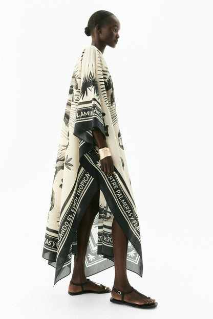 Oversized Flamingo Kaftan Maxi Dress