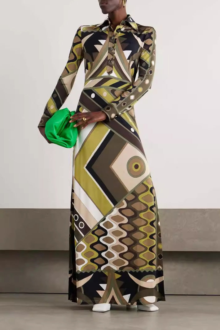 Retro Abstract Print Dress For Women