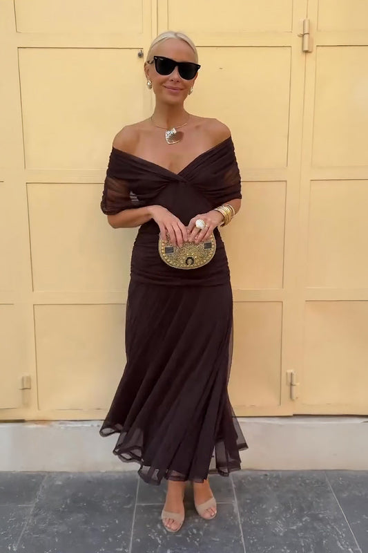 Chocolate Tulle Maxi Dress