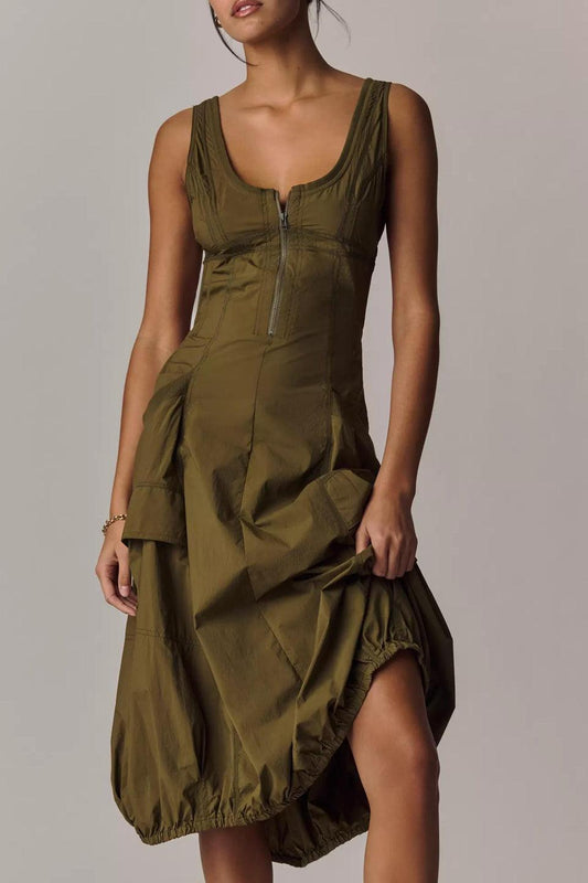 Daily Practice Fastpack Bubble-Hem Midi Dress