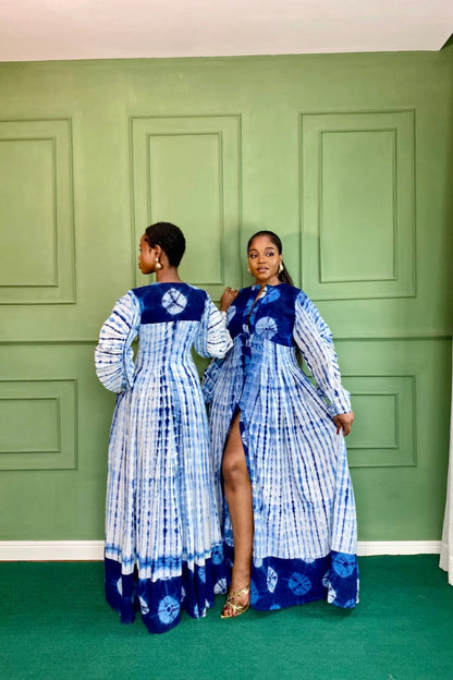 Blue Tie-Dye Maxi Dress